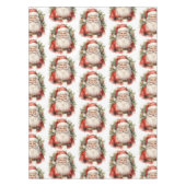 ヴィンテージクリスマスサンタクロース笑顔のパターン テーブルクロス (正面)
