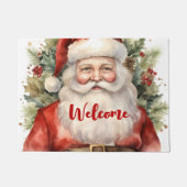 ヴィンテージクリスマスサンタクロース笑顔の歓迎 ドアマット (正面)