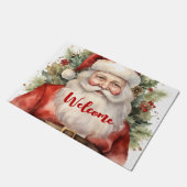ヴィンテージクリスマスサンタクロース笑顔の歓迎 ドアマット (アングル)