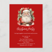 ヴィンテージクリスマスサンタクロース笑顔パーティー インビテーションポストカード (正面)