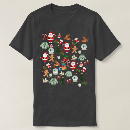 ヴィンテージクリスマスサンタクロース靴下ス汗 Tシャツ (デザイン正面)