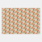 ヴィンテージクリスマスサンタクロース顔おもしろいオールドファッションド ラッピングペーパーシート (正面)