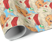 ヴィンテージクリスマスサンタクロース顔おもしろいオールドファッションド ラッピングペーパー (ロールコーナー)