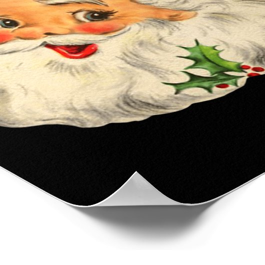 ヴィンテージクリスマスサンタクロース顔おもしろいオールドファッション ポスター (角)