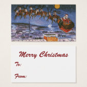 ヴィンテージクリスマスサンタクロース飛んでいる彼のそり (正面&裏面)