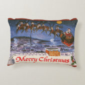 ヴィンテージクリスマスサンタクロース飛んでいる彼のそり アクセントクッション (裏面)