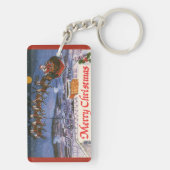 ヴィンテージクリスマスサンタクロース飛んでいる彼のそり キーホルダー (裏面)