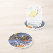 ヴィンテージクリスマスサンタクロース飛んでいる彼のそり コースター (側面)