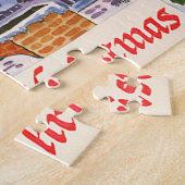 ヴィンテージクリスマスサンタクロース飛んでいる彼のそり ジグソーパズル (側面)