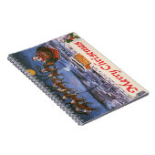 ヴィンテージクリスマスサンタクロース飛んでいる彼のそり ノートブック (右側)