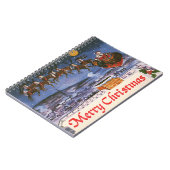 ヴィンテージクリスマスサンタクロース飛んでいる彼のそり ノートブック (左側)