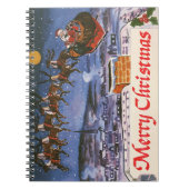 ヴィンテージクリスマスサンタクロース飛んでいる彼のそり ノートブック (正面)