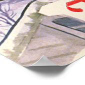 ヴィンテージクリスマスサンタクロース飛んでいる彼のそり ポスター (角)