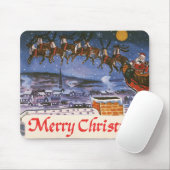 ヴィンテージクリスマスサンタクロース飛んでいる彼のそり マウスパッド (マウス)