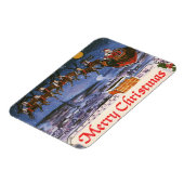 ヴィンテージクリスマスサンタクロース飛んでいる彼のそり マグネット (左側)