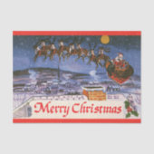 ヴィンテージクリスマスサンタクロース飛んでいる彼のそり 薄葉紙 (正面)