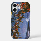 ヴィンテージクリスマスサンタクロース飛んでいる彼のそり Case-Mate iPhoneケース (裏面)