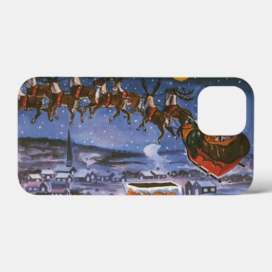 ヴィンテージクリスマスサンタクロース飛んでいる彼のそり Case-Mate iPhoneケース (裏面 (横))