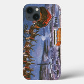ヴィンテージクリスマスサンタクロース飛んでいる彼のそり Case-Mate iPhoneケース (裏面)
