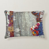 ヴィンテージクリスマスサンタクロース馬オープンスリー アクセントクッション (正面)