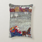 ヴィンテージクリスマスサンタクロース馬オープンスリー アクセントクッション (裏面(縦))