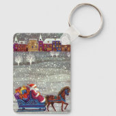 ヴィンテージクリスマスサンタクロース馬オープンスリー キーホルダー (裏面)