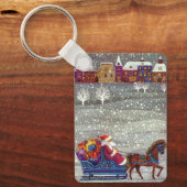 ヴィンテージクリスマスサンタクロース馬オープンスリー キーホルダー (正面)