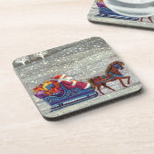 ヴィンテージクリスマスサンタクロース馬オープンスリー コースター (左側)