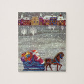 ヴィンテージクリスマスサンタクロース馬オープンスリー ジグソーパズル (縦)