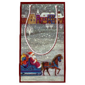 ヴィンテージクリスマスサンタクロース馬オープンスリー スモールペーパーバッグ (正面)