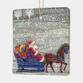 ヴィンテージクリスマスサンタクロース馬オープンスリー セラミックオーナメント (左)