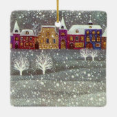 ヴィンテージクリスマスサンタクロース馬オープンスリー セラミックオーナメント (裏面)