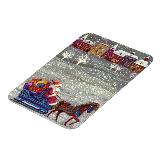 ヴィンテージクリスマスサンタクロース馬オープンスリー マグネット (左側)