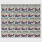 ヴィンテージクリスマスサンタクロース馬オープンスリー ラッピングペーパー (フラット)