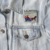 ヴィンテージクリスマスサンタクロース馬オープンスリー 缶バッジ (インサイチュ)