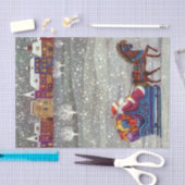 ヴィンテージクリスマスサンタクロース馬オープンスリー 薄葉紙 (クラフト)