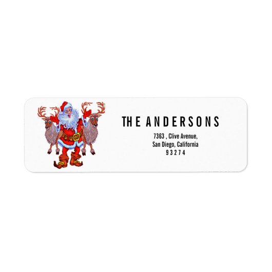 ヴィンテージクリスマスサンタクロース鹿 ラベル (正面)