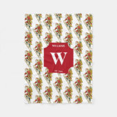 ヴィンテージクリスマスサンタクロース&ギフトモノグラムの フリースブランケット (正面)