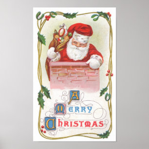 ヴィンテージクリスマスサンタクロース ポスター