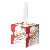 ヴィンテージクリスマスサンタクロース、陽気でウインク キューブオーナメント (正面アングル)