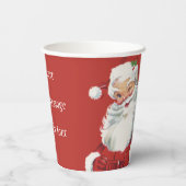 ヴィンテージクリスマスサンタクロース、陽気でウインク 紙コップ (裏面)