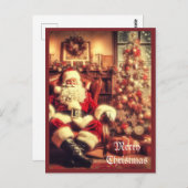 ヴィンテージクリスマスサンタクロースAIアートポストカード ポストカード (正面/裏面)