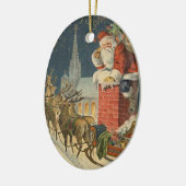 ヴィンテージクリスマスサンタクロースon Roof セラミックオーナメント (左)