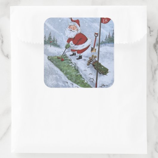 ヴィンテージクリスマスサンタゴルフ スクエアシール (バッグ)