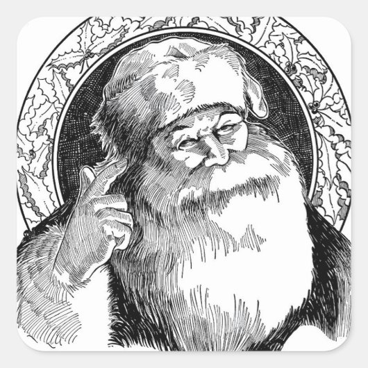 ヴィンテージクリスマスサンタススクエアステッカー スクエアシール (正面)