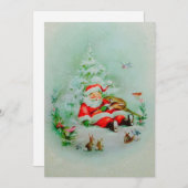 ヴィンテージクリスマスサンタスリーピング シーズンカード (正面/裏面)