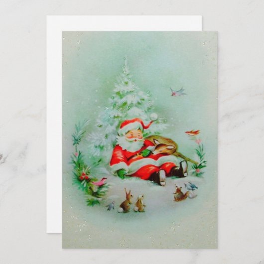 ヴィンテージクリスマスサンタスリーピング シーズンカード (正面/裏面)