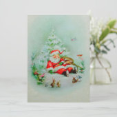 ヴィンテージクリスマスサンタスリーピング シーズンカード (スタンド正面)