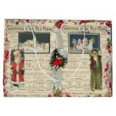 ヴィンテージクリスマスサンタス、子供、ミュージカルノート ラージペーパーバッグ (裏面)