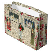 ヴィンテージクリスマスサンタス、子供、ミュージカルノート ラージペーパーバッグ (裏面アングル)